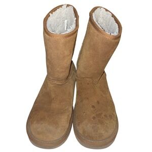 Koolaburra by UGG Womens Victoria Short Chestnut Suede Fur Lined Boots